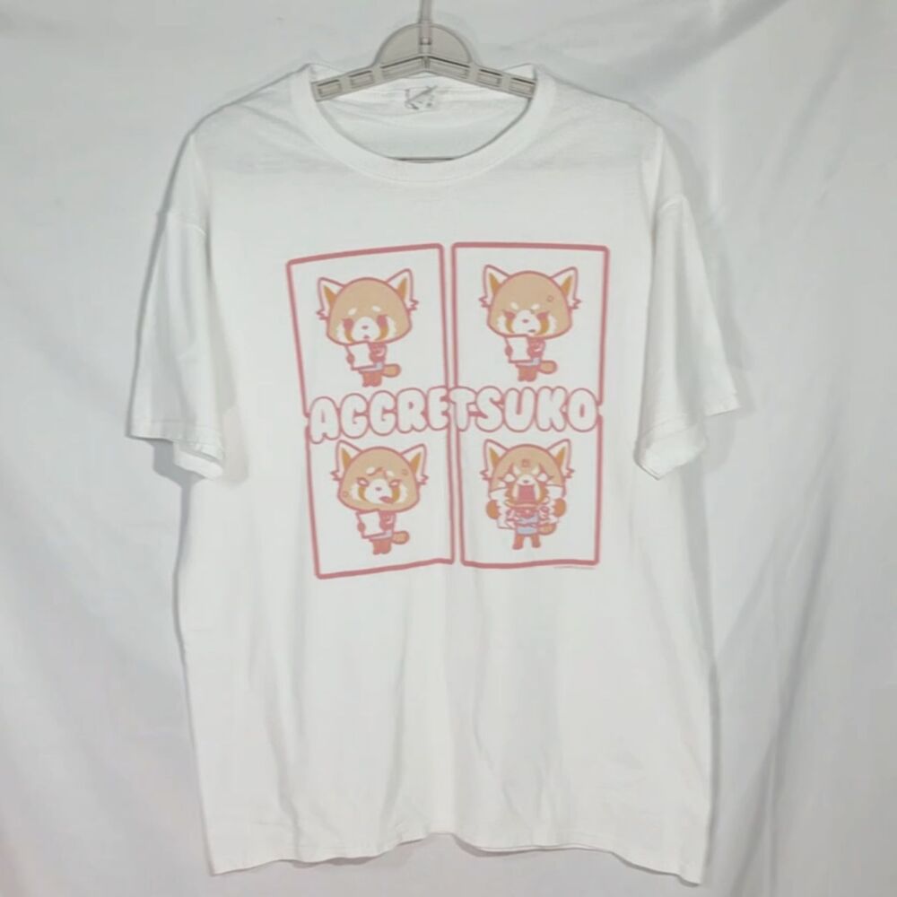 Fruit of the Loom Sanrio Aggretsuko Expression Panels Graphic T-Shirt White L
